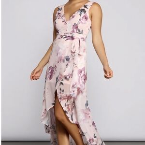 Windsor Pink Floral Wrap High-Low Dress